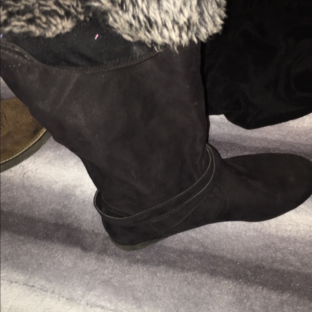 Black reversible knee high boots